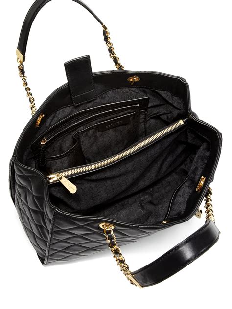 black michael kors tote bag|Michael Kors quilted bag black.